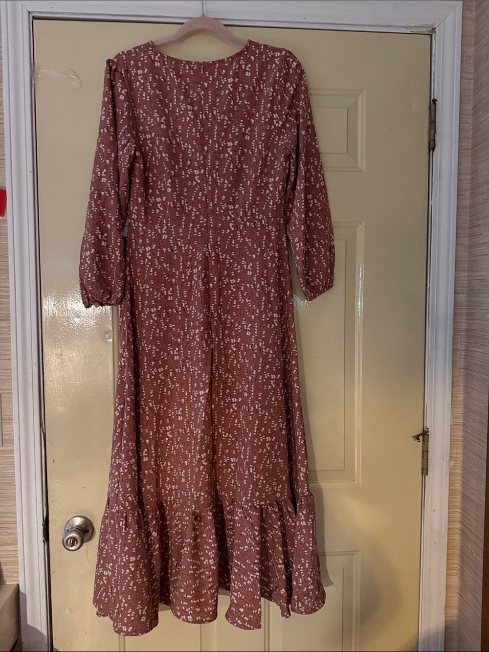 Episode LA Rust/Brown Floral Long Sleeve Ruffled Midi Dress - High/low - Picture 8 of 13
